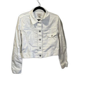 Levis Denim Jacket Womens Large White White Button Front Trucker Cropped